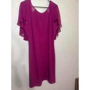 Calvin Klein Pink Sheer Sleeve Semi-Formal Dress Size 14 wedding event sheath